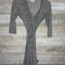 Leota New York petite small Black and White Wrap Dress office career dress