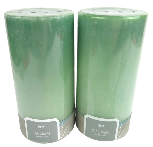 Pier 1 LOT Of 2 Scented Pillar Candle 3x6”SEA GRASS Single Wick NEW Discontinued