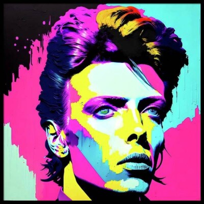 Einzelstück! Motiv David Bowie gerahmt schwarz  100x100 Alu Dibond/Pop Art