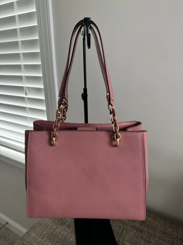 Nuevo con etiquetas Bolso de Hombro Michael Kors MK Sofia Cadena Grande Cuero Rosa Polvoriento $398 Foto 4 de 4