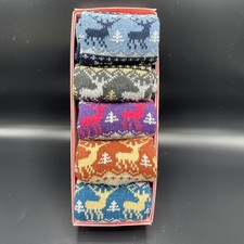 5 Pair Women's Fuzzy Crew Socks w/Deer Design