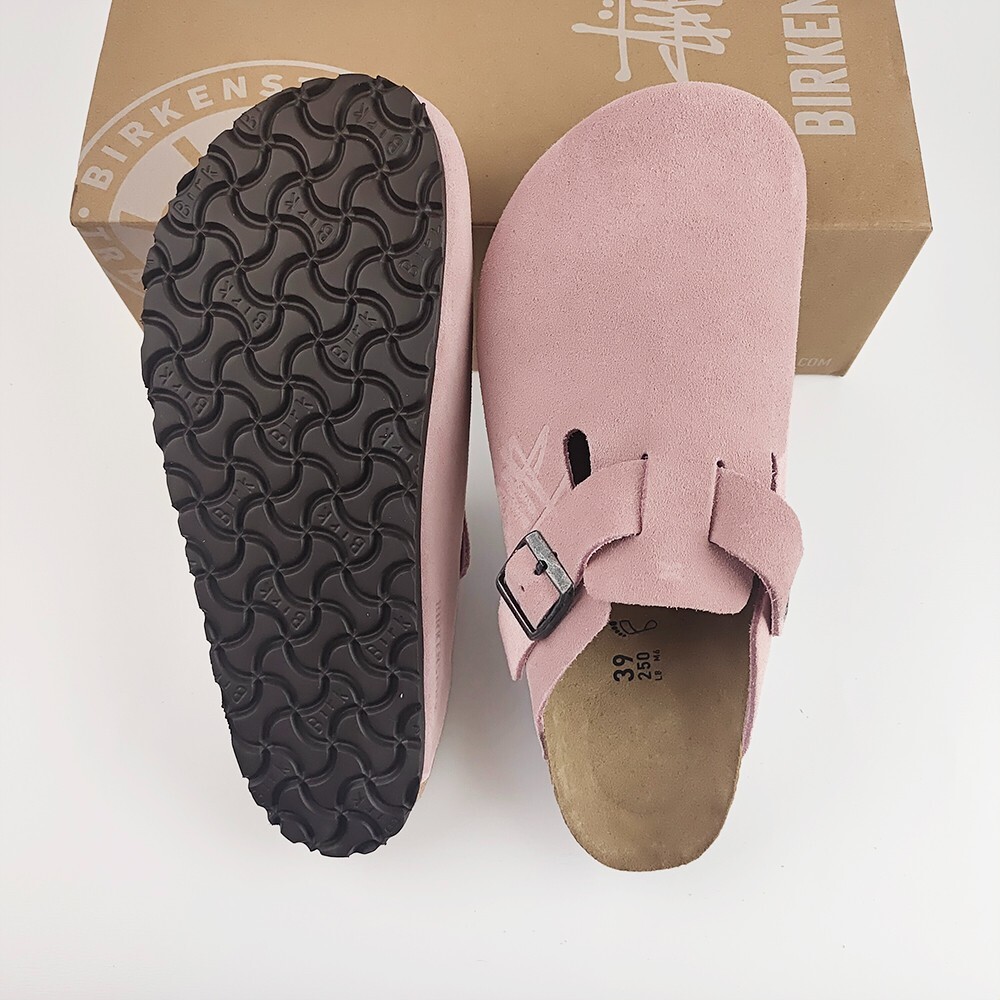 BIRKENSTOCK × stussy BOSTON EU 42 Birkenstock Boston x Stussy Suede Soft Footbed Bone White