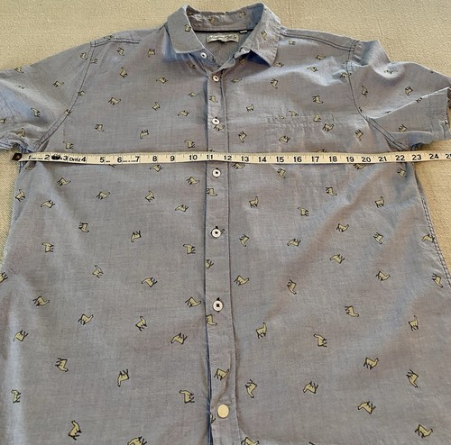 Sovereign Code Los Angeles Men's L Llama Print Shirt Blue Short Sleeve Button Up - Picture 9 of 11
