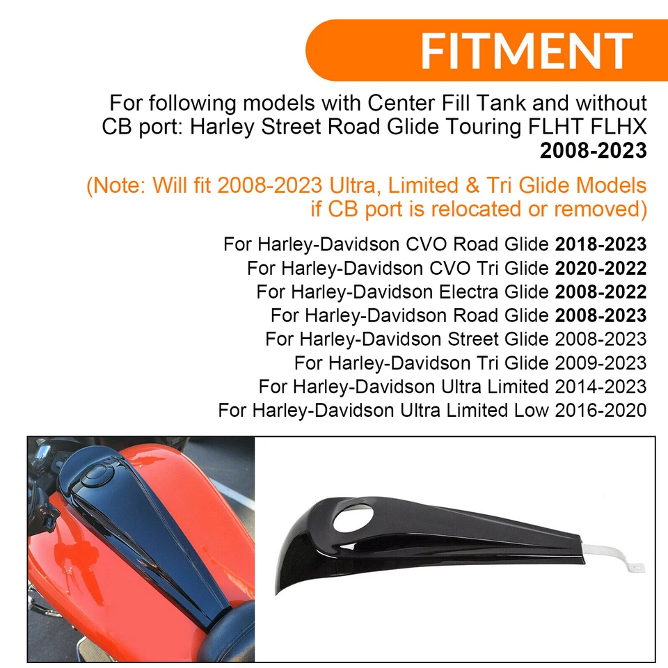 Consola de combustible para tablero negro brillante para Harley Street Glide 08-23 + cubierta de tapa de tanque de gas Foto 3 de 4