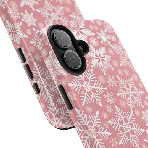 Pink Snowflakes Tough Phone Cases fits iPhone 7-16 and Samsung S21-S24 - Picture 10 of 108