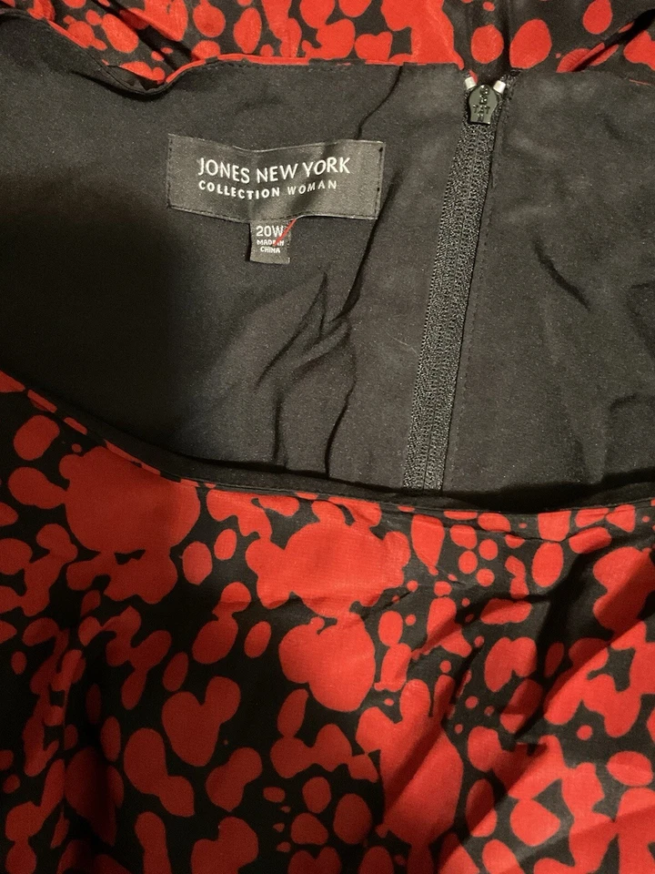 WOMENS DRESS 20W JONES NEW YORK RED MIDI SLEEVELESS LINED - Image 2 of 4