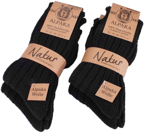 Paquete de 4 pares de calcetines de lana de alpaca BRUBAKER para hombre mujer - Imagen 11 de 79