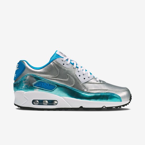 Size 8 Nike Women Air Max 90 Premium Qs Shoes 002 Silver Blue White Ebay