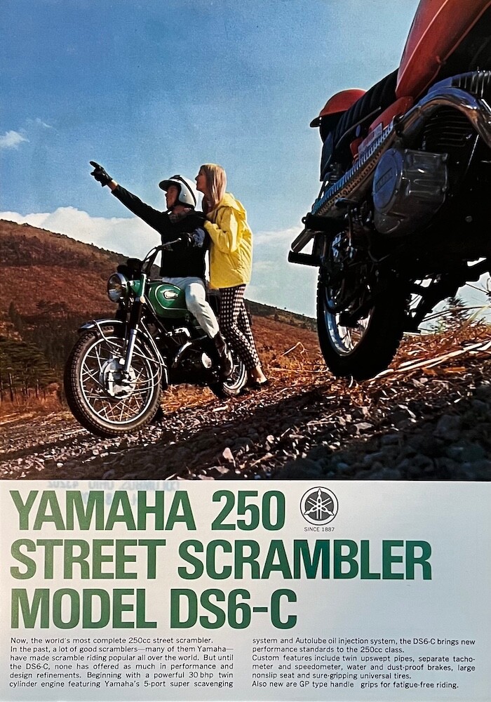 1969 Yamaha 250 Street Scrambler DS6-C double-sided brochure