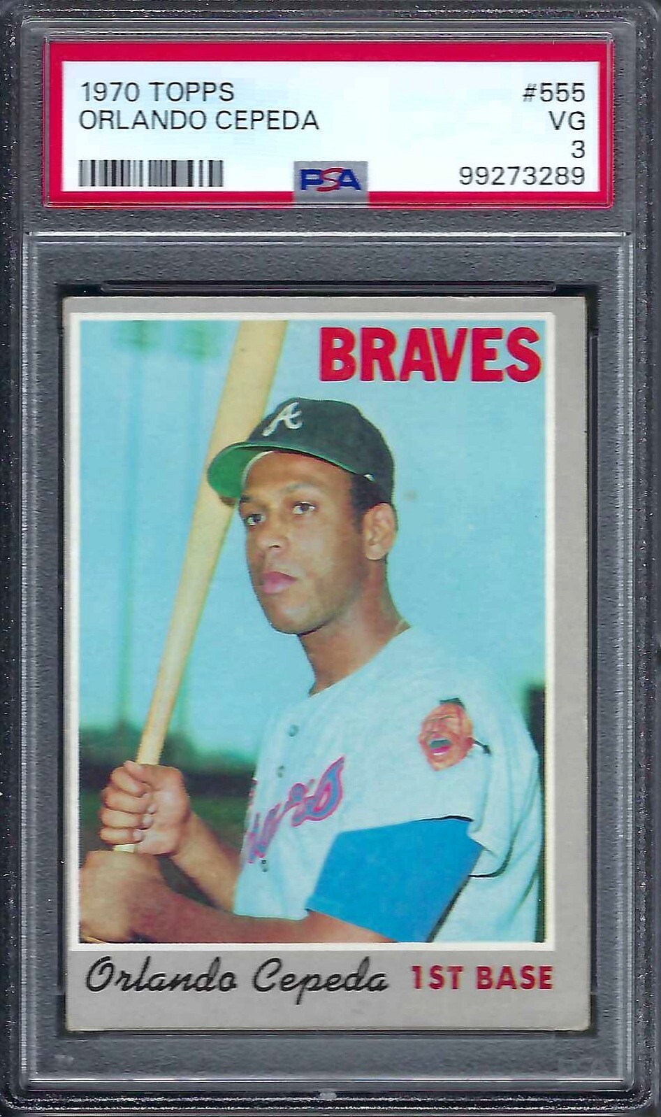 1970 Topps # 555 Orlando Cepeda Braves HOF VG PSA 3