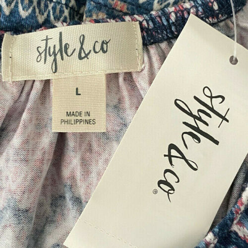 Style & Co Off or On Shoulder Printed Top sz Large New NWT - Picture 4 of 4