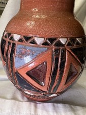 ART POTTERY VASE~Signed Nitza 02 (Walesca) ~ Spanish, Studio Work, blue, Black