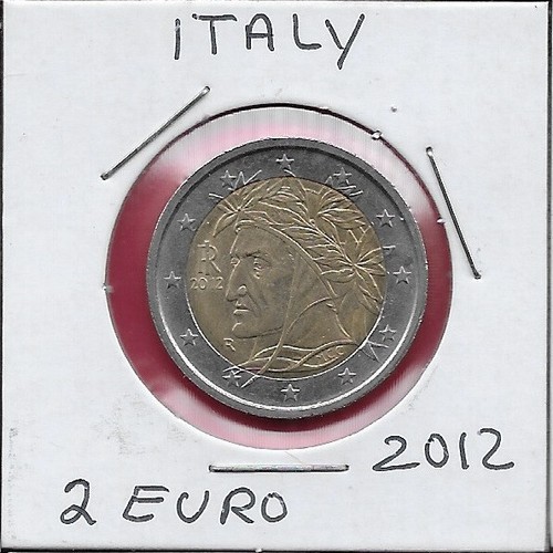 ITALY 2 EURO 2012R UNC 2nd MAP BUST OF RAFFAELLO DANTE ALIGHERI LEFT,VALUE AND M - Picture 1 of 2