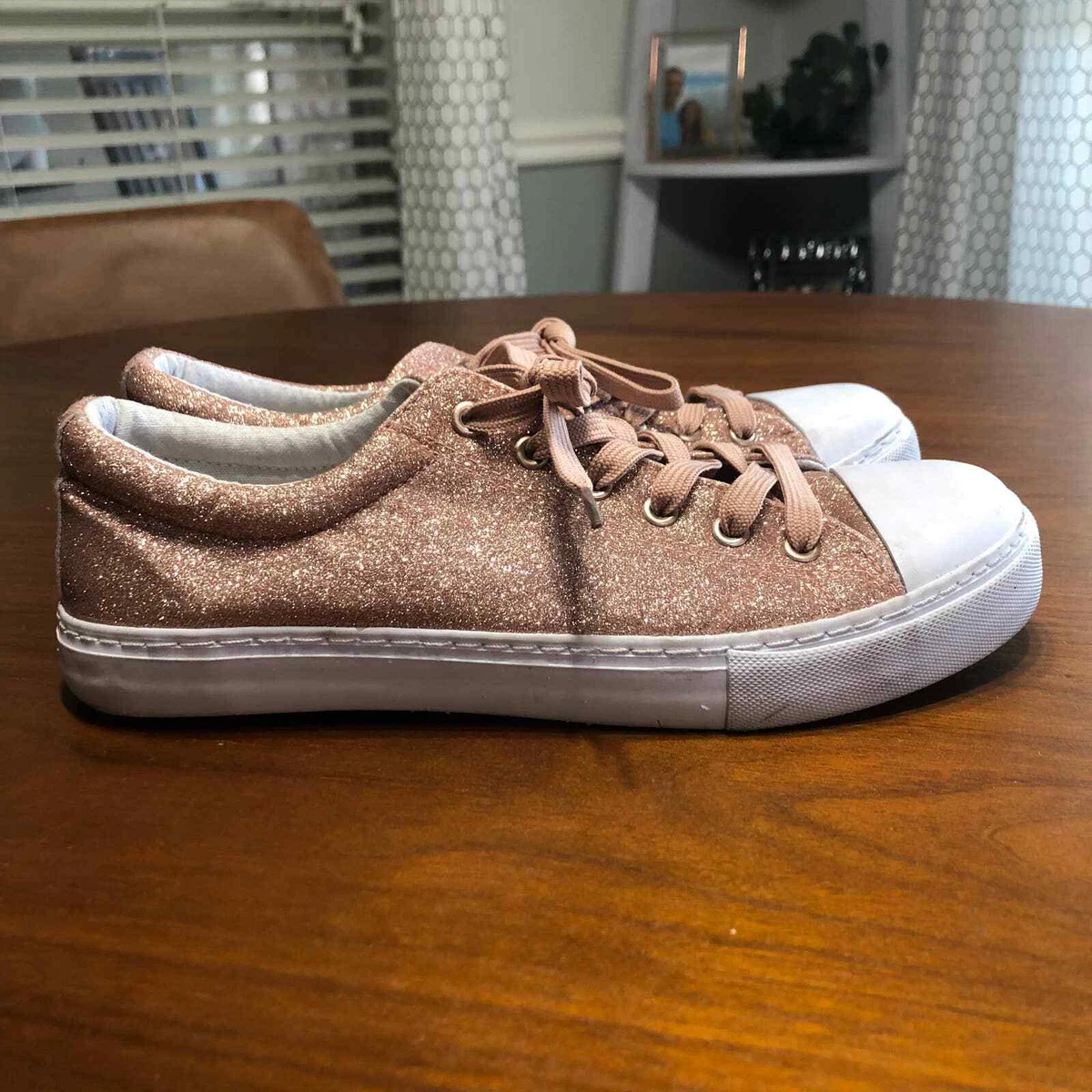 Pierre Dumas Pink Glitter Lace Up Sneakers eBay