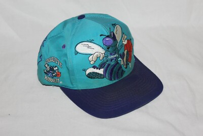 Vintage Charlotte Hornets Logo Athletic Snapback Hat 90s Vintage Charlotte Hornets Logo Athletic Snapback Hat 90s