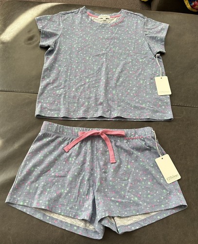 NWT P.J. Salvage Denim Stargazer Pj Set Short Sleeve Shirt/Shorts Small Ret 86.