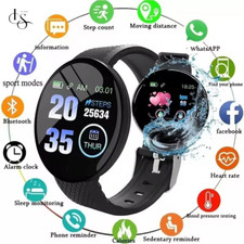 Smartwatch Nero Fitness Touch Notifiche Cardio Pressione Sport Orologio Digitale