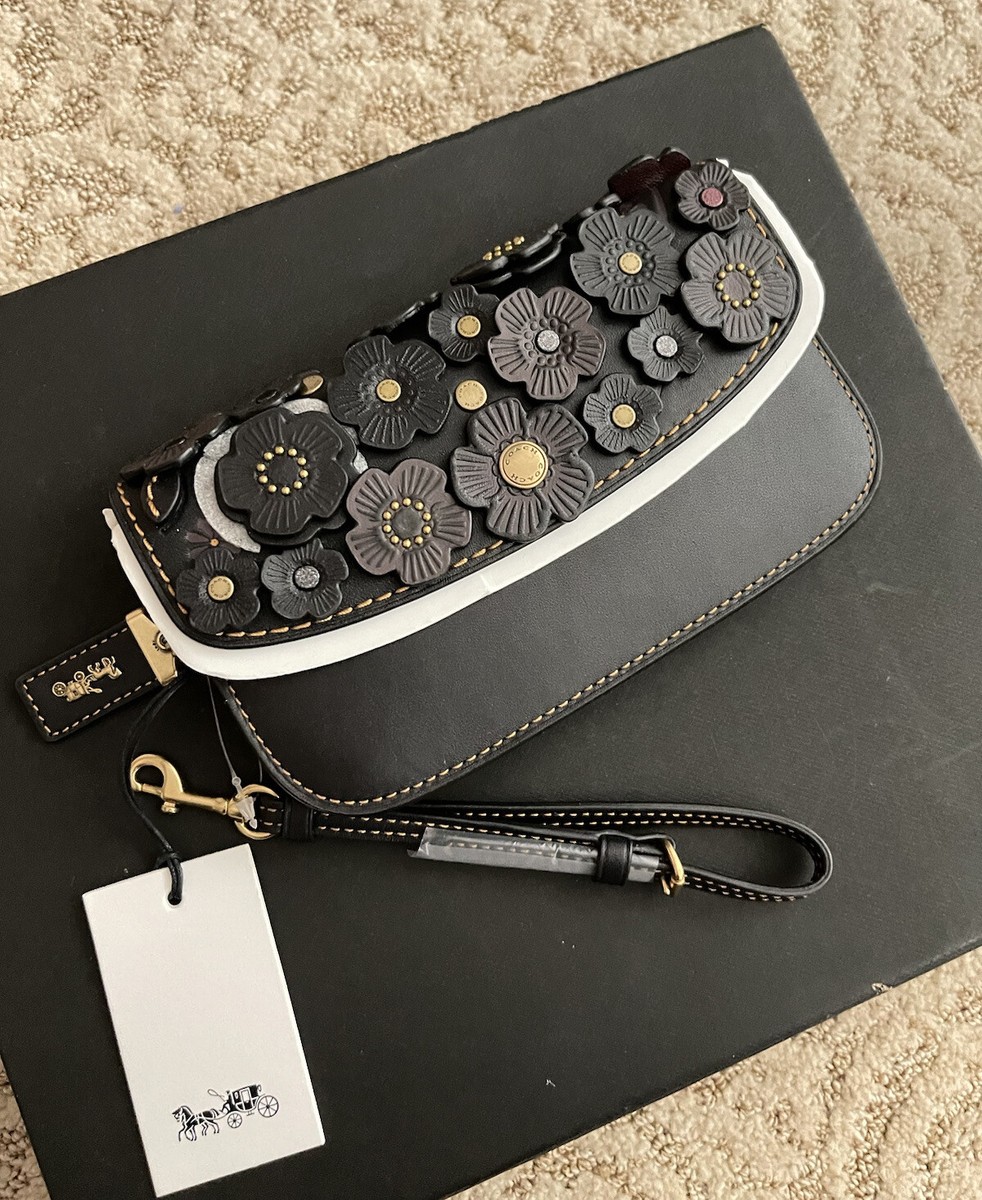 COACH 1941 Tea Rose Clutch BLACK Wristlet Wallet Crossbody NWT! | eBay