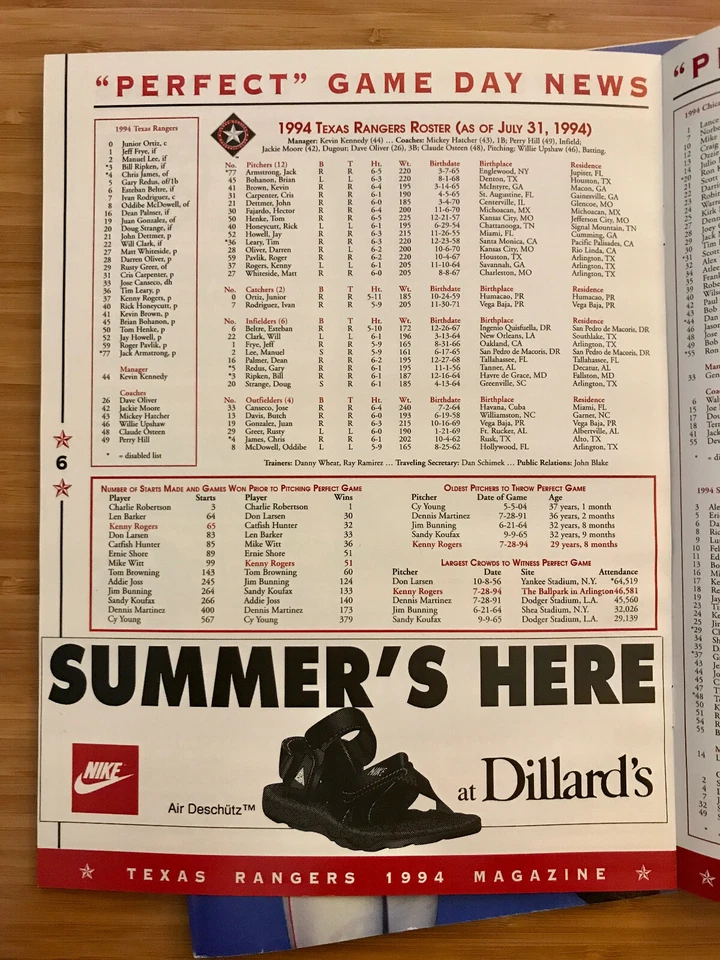 1994 Texas Rangers Program - July 28 Gameday News vs. California Angels - Image 3 of 4