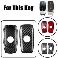 Carbon Fiber Car Remote Key Fob Case Cover Bag For Benz A B C AMG E S G GLC GLB