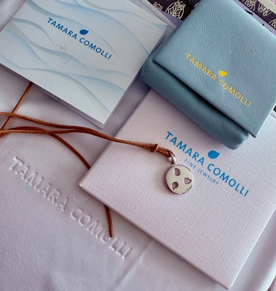 Tamara Comolli Sanddollar Weißgold NP 2200, mit Lederkette - Bild 3 von 4