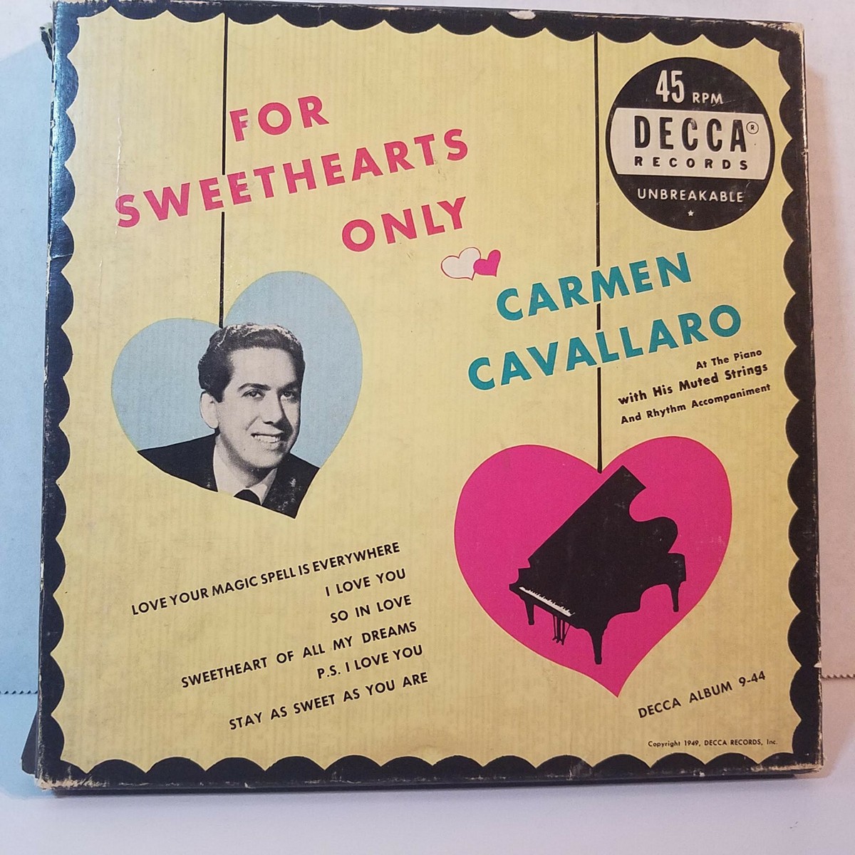Vintage 1944 Decca Records Carmen Cavallaro For Sweethearts