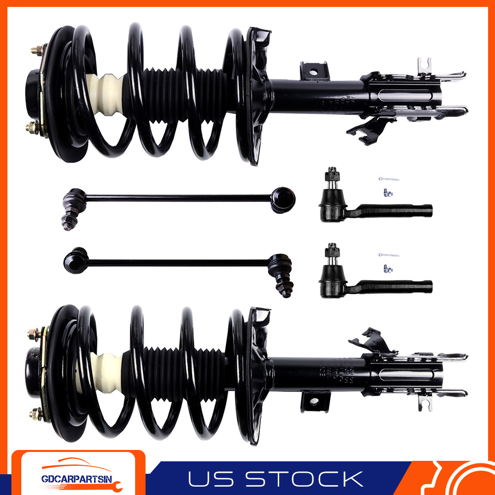 Nissan Quest 2004-09 Front Strut Shocks Sway Bar End Link Outer Tie Rod Kit
