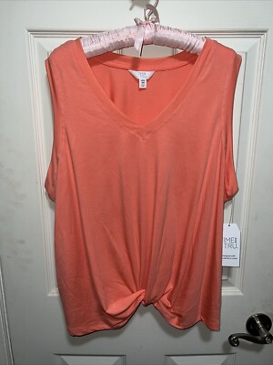Time & True Twist Tank XXL 2X Mango Stretchy NWT
