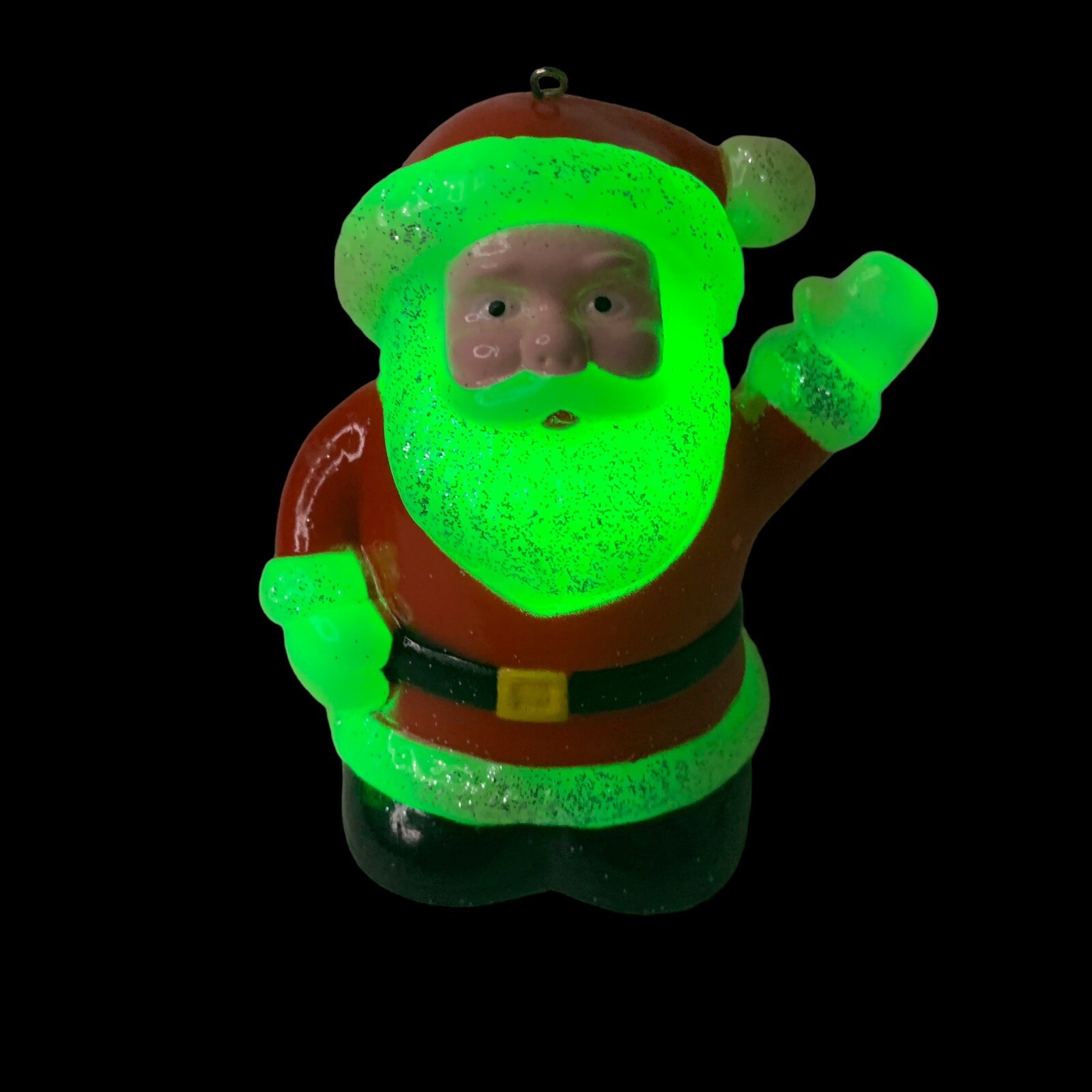 Vintage Light Up 3” Santa Christmas Ornament Changes Colors Blow Mold