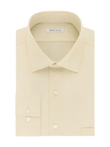 van heusen ivory dress shirt $55 Van Heusen Men Regular-Fit Ivory Long-Sleeve Dress Shirt Size 15-15.5  34/35