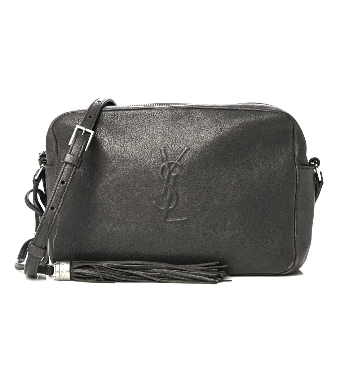 Saint Laurent Lou Camera Black Lambskin Leather Bag