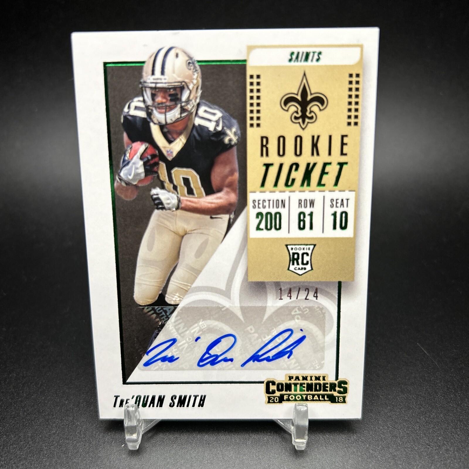 2018 Panini Contenders Tre'Quan Smith #127 RC Rookie Ticket AUTO Green /24