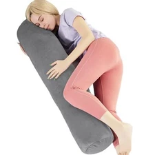 Full Body Pillow for Side Sleeping Long Cervical Roll Pillow w/ Removable Cover