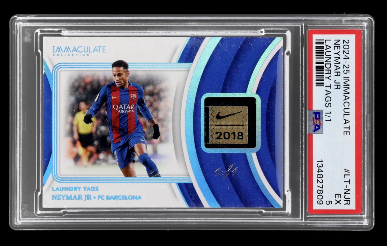 1/1 Match Worn 2024 Immaculate Neymar Jr Patch Laundry Tag PSA 5 Game Used Nike
