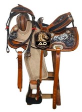Western Barrel Racing Hair on Skirting Horse Saddle Leather Roughout Black Seat