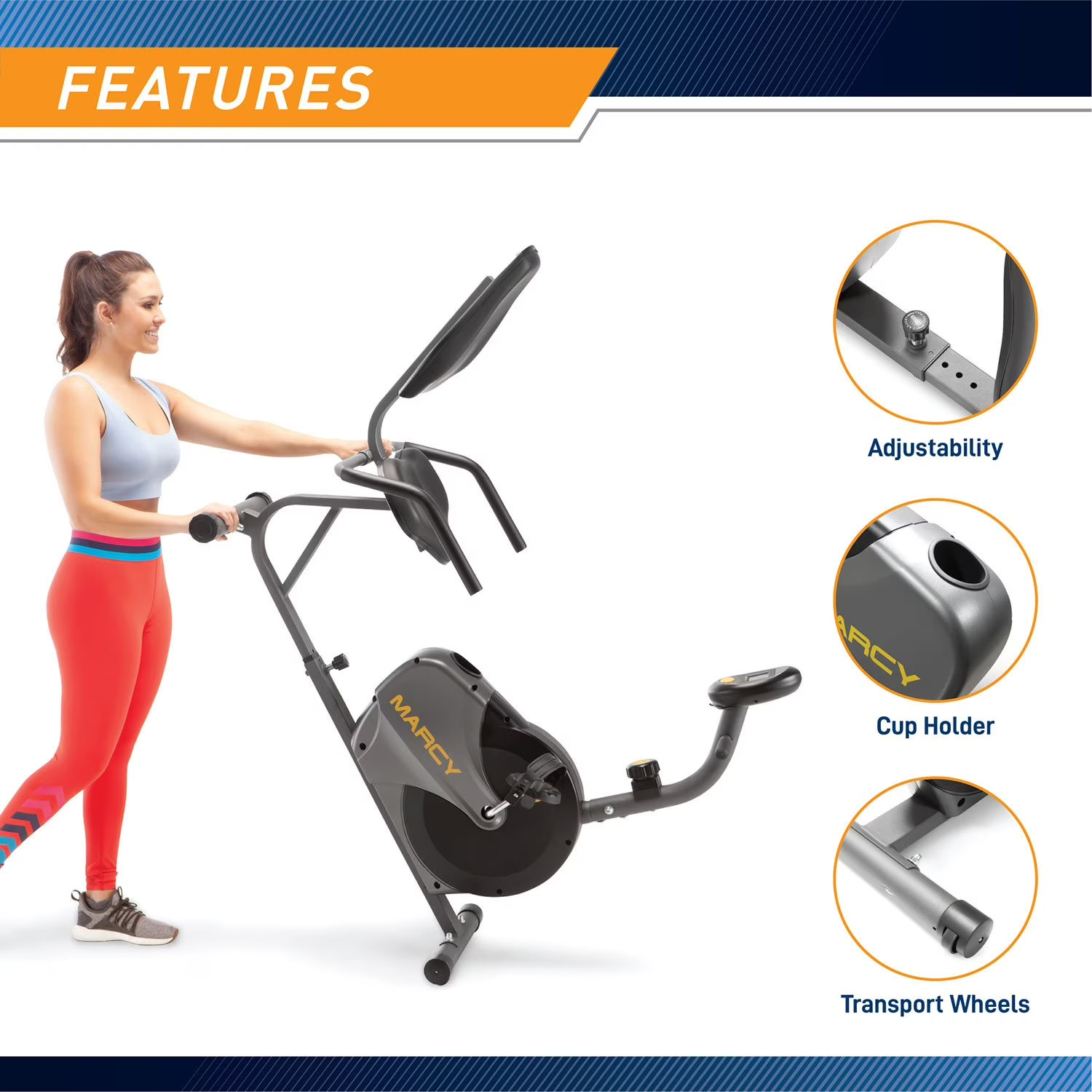 Marcy Recumbent Magnetic Exercise Bike - Home Cardio Workout