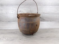 Cast Iron Bean Pot Gypsy Kettle 3 Leg Cowboy Cauldron Large Size Gate Mark 10.5"