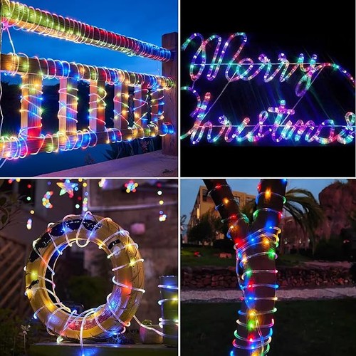 50LED Solar Lichterkette Lichterröhre Außen Wasserdicht Garten Deko Lichter Streifen - Bild 9 von 11