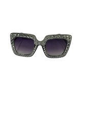 NEW womens fashion accessory SUNGLASSES grey rhinestones gems bling plastic