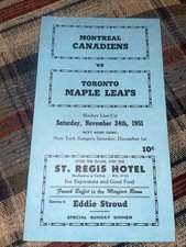 1951 NHL HOCKEY PROGRAM MONTREAL VS TORONTO BILL BARILKO TRAGICALLY HIP AHL OHL