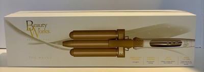 Beauty Works White & Gold Hair Waver - Professional Triple Barrel Style-New