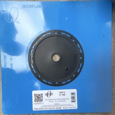 Quickflash P-100 No Caulking Utility Pipe Flashing Panel Fits 1'' to 1 1/4'' Pipes