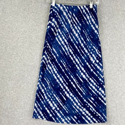 Japna Skirt Womens Medium Blue White Tie Dye Striped Elastic Waist Lined Artsy
