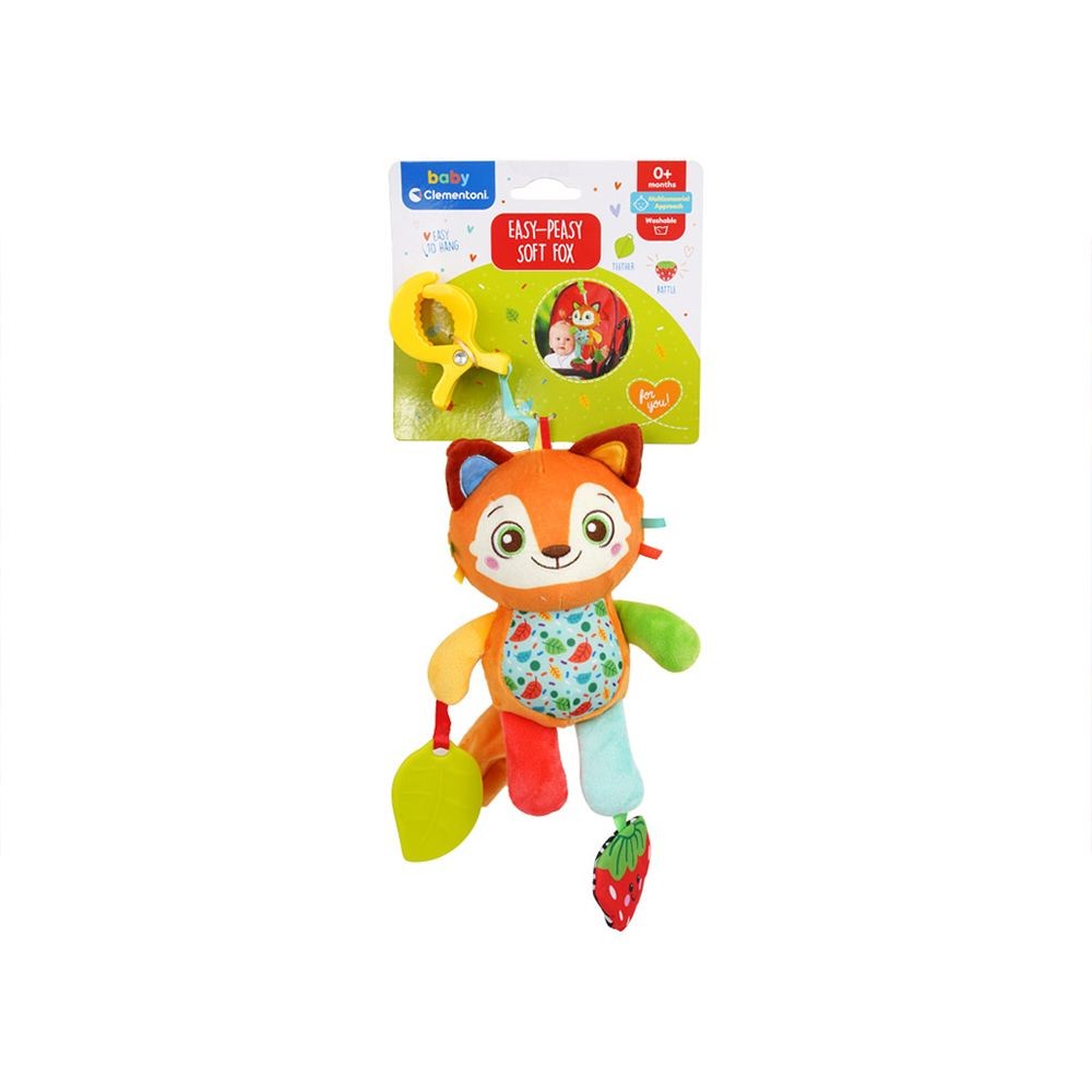 Clementoni Multicolore/Arancia Accessori Per Passeggino, Peluche Da Viaggio Con Molletta - Volpe - Immagine 2