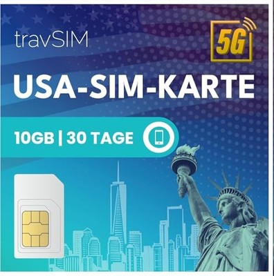 USA SIM Karte | 10 GB Datenvolumen mit 4G/5GGeschwindigkeit für die USA   une...