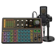 Podcast Equipment Bundle K300 Sound Card with Podcast Microphone Audio Interface