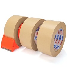 ADHES Coated Kraft Packing Tape with Dispenser, 2 2 Inch x 55 Yards, Brown