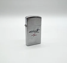 Vintage Zippo Lighter Lockheed JetStar Airplane Graphic Chrome