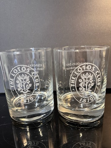 (2) Vasos de beber The Lotos Club New York Literary Society 1870 4"" - Imagen 1 de 9