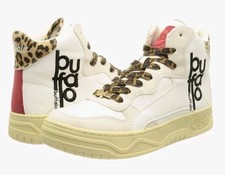 BUFFALO Match Hi Top Size 4 37 Leopard Animal Red White shoes Trainers BNWB